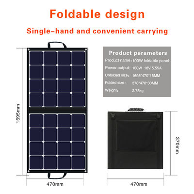 Outdoor Portable Solar Module 24V 100w Foldable Solar Panel Untuk Perjalanan