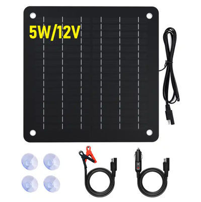 5W Solar Battery Charger Panel Kit Monocrystalline Portable Untuk Mobil