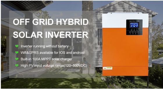 Home Off Grid Panel Surya Polikristalin Dengan Inverter 5.5KW dengan oranye