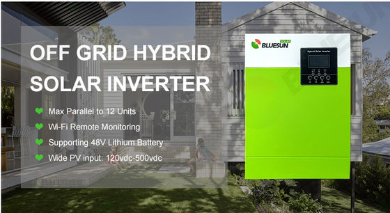 Penggunaan Rumah 5.5KW Off Grid sistem surya 220/230V Solar Inverter dengan hijau