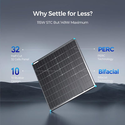 115 Watt 12 Volt Rigid Solar Panel Monocrystalline Solar Module Cell Power