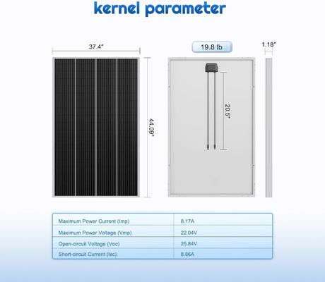Sel panel surya monocrystalline PV kaku 12V 180W Kompak