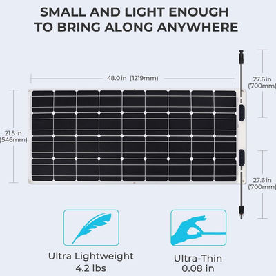 RV Laut Ringan 100w Fleksibel Panel Surya Sel IP68 Waterproof ODM