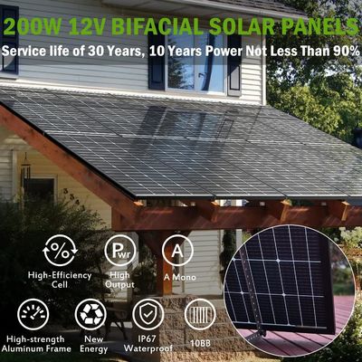 200W Solar Monocrystalline Pv Panel Modul 12V 10BB Untuk RV Rumah