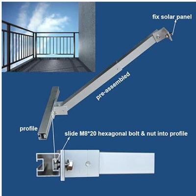 Balkon tahan karat Panel surya Brackets pemasangan Ringan dengan putih