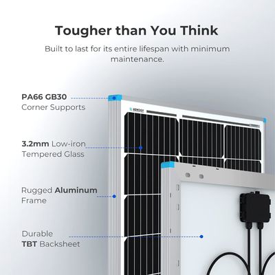 Panel Surya PV Monokristalin Balkon 100 Watt 12V OEM