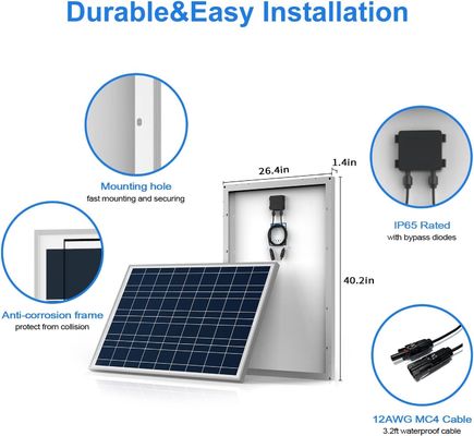 Panel Surya Balkon Polikristalin Off Grid 100 Watt 12 Volt