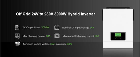 FT3000 Solar Inverter hibrida 3200W Dibangun di 80A MPPT Solar Charge Controller dengan putih