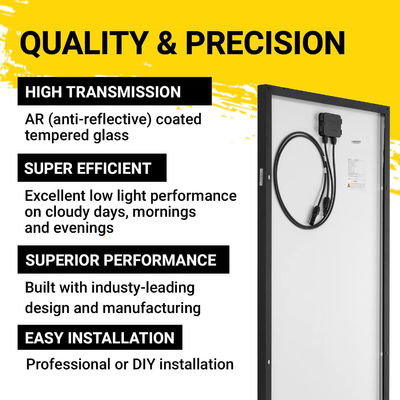 Monocrystalline 100W Balkon Panel Surya Untuk Bangunan Komersial