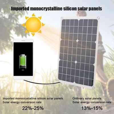 Panel Surya Portable Ringan Sel Monokristalin 100W 12/24V USB Output