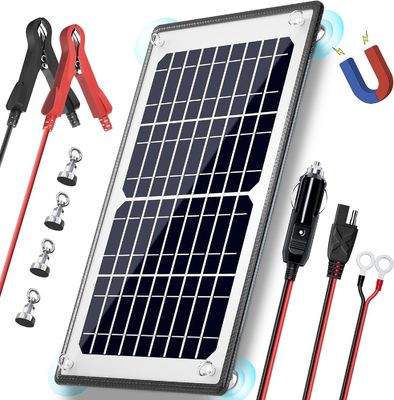 10W 12V Magnetic Solar Battery Charger Trickle Maintainer Waterproof Untuk Perahu