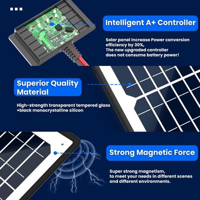 10W 12V Magnetic Solar Battery Charger Trickle Maintainer Waterproof Untuk Perahu