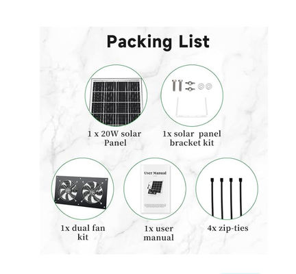 FTB20 Outdoor Solar Panel Kit Powered Exhaust Fan Untuk Coop Ayam IP65 Waterproof