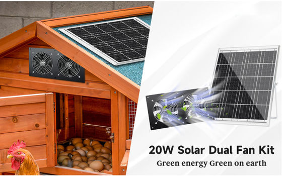 FTB20 Outdoor Solar Panel Kit Powered Exhaust Fan Untuk Coop Ayam IP65 Waterproof