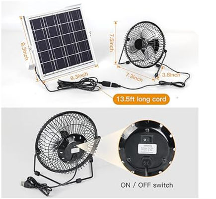 FTB10 Solar Panel Exhaust Fan 6 inch Solar Powered Fan Airflow Tinggi 2000RPM 36dB