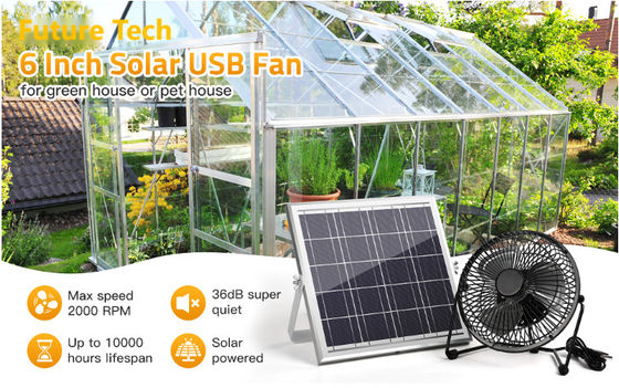 FTB10 Solar Panel Exhaust Fan 6 inch Solar Powered Fan Airflow Tinggi 2000RPM 36dB