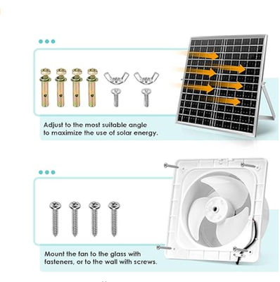 Putih Monocrystalline Mini Solar Panel Kit Brushless Fan 30W 8 &quot;