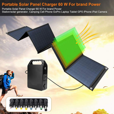 Panel Surya Lipat Efisiensi Tinggi 60W dengan 5V USB untuk Camping,Ponsel