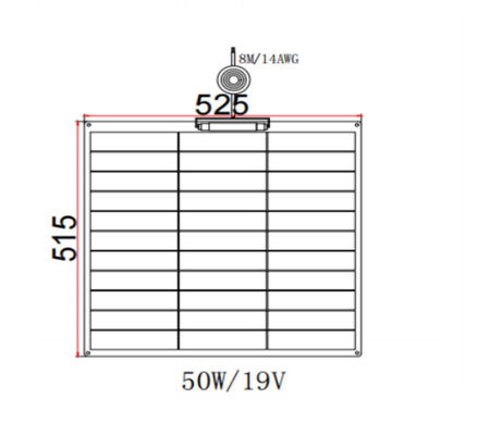 FT50W Panel Surya Fleksibel 50W 12V Monokristalin dengan permukaan ETFE untuk ruangan